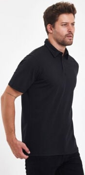 Woolona %100 Merinos Yünü Erkek Polo Üst Siyah