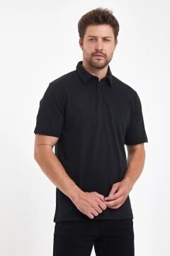 Woolona %100 Merinos Yünü Erkek Polo Üst Siyah