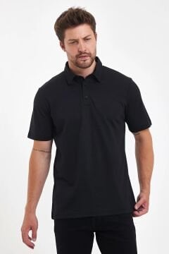 Woolona %100 Merinos Yünü Erkek Polo Üst Siyah