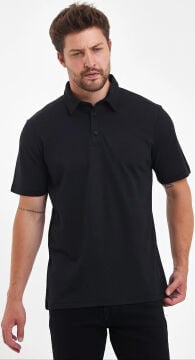 Woolona %100 Merinos Yünü Erkek Polo Üst Siyah