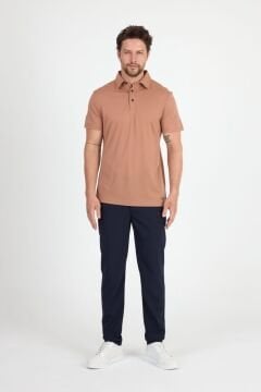 Woolona %100 Merinos Yünü Erkek Polo Üst Kahverengi