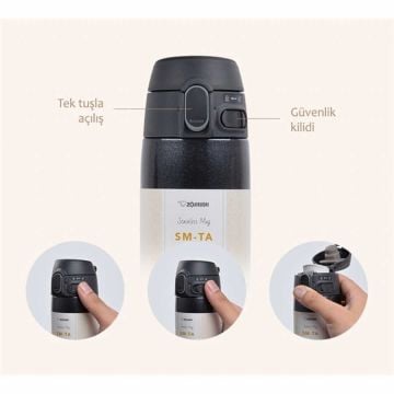 Zojirushi SM-TA48 Termos Bardak Matara 0.48L Parlak Siyah
