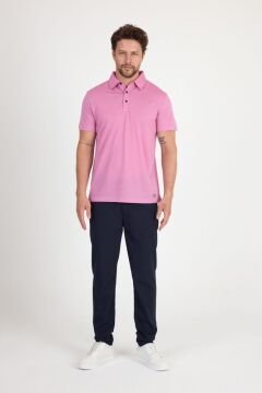 Woolona %100 Merinos Yünü Erkek Polo Üst Pembe