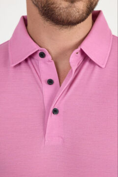 Woolona %100 Merinos Yünü Erkek Polo Üst Pembe