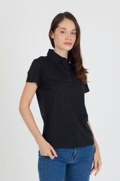 Woolona %100 Merinos Yünü Kadın Polo Üst Siyah