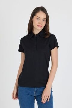 Woolona %100 Merinos Yünü Kadın Polo Üst Siyah