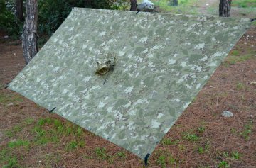 Bushlove Ribstop Camo Panço Tarp Kamuflaj Barınak Yağmurluk Askeri Bushcraft