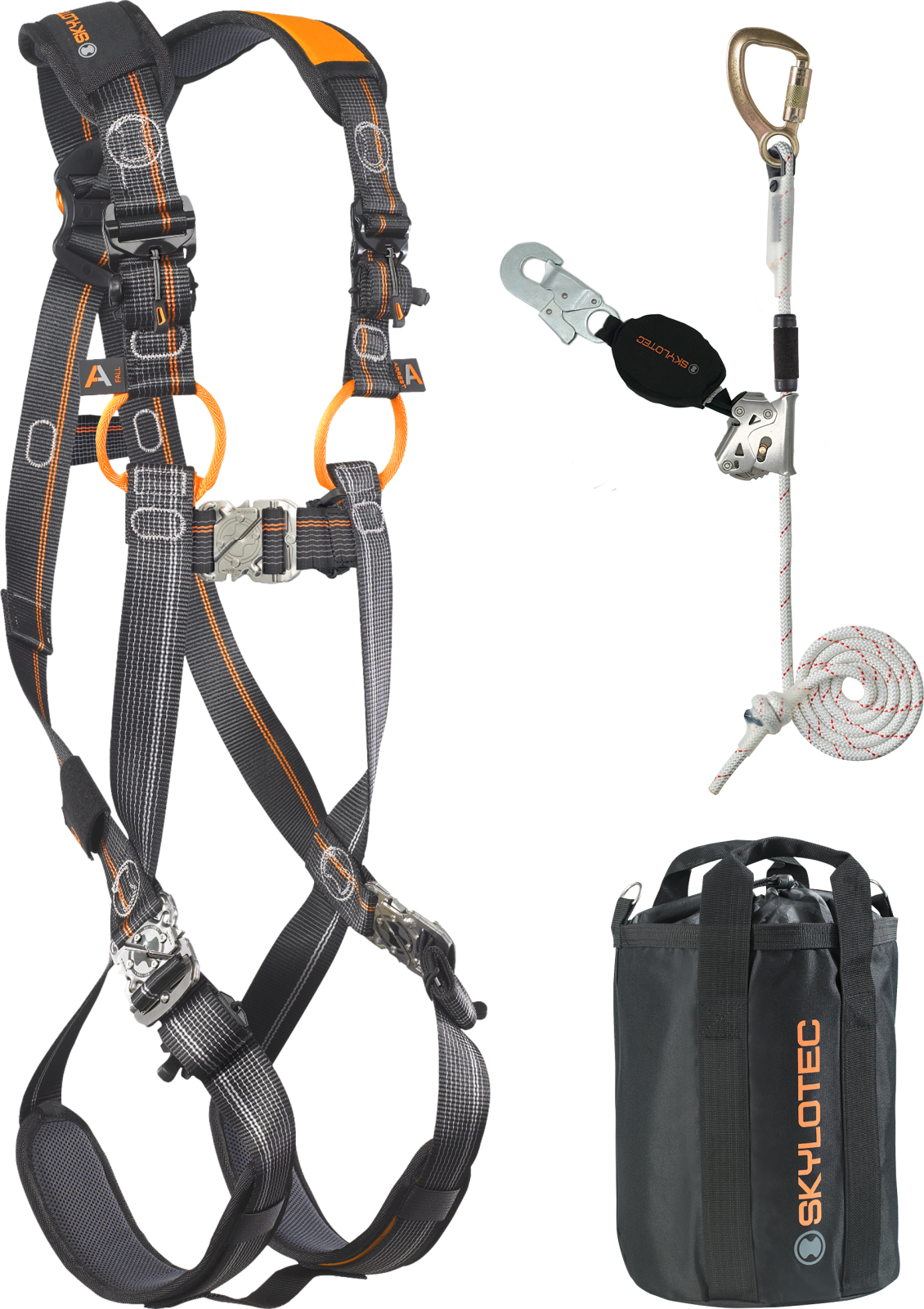 Skylotec Roofer Kit Comfort M XXL Antrasit Turuncu Siyah Çatı Çalışmaları Düşüş Koruma Seti