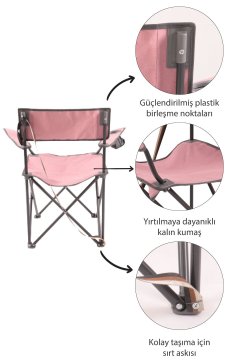 Bushcraft Canvas Extra Strong Askılı Kamp Koltuğu Sandalyesi Pembe