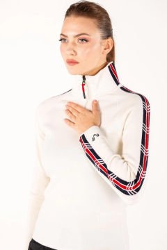 Woolona Asya Krem 100% Yün 4/1 Fermuarlı Kazak