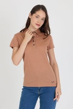 Woolona %100 Merinos Yünü Kadın Polo Üst Kahverengi
