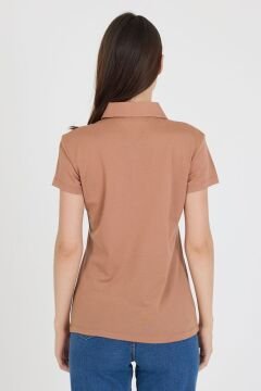 Woolona %100 Merinos Yünü Kadın Polo Üst Kahverengi