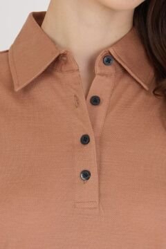 Woolona %100 Merinos Yünü Kadın Polo Üst Kahverengi