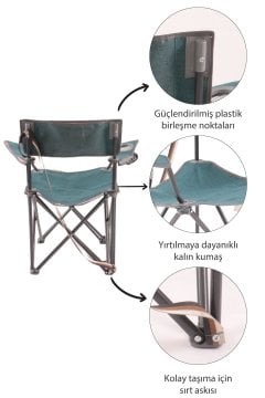 Bushcraft Canvas Extra Strong Askılı Kamp Koltuğu Sandalyesi Petrol Mavisi