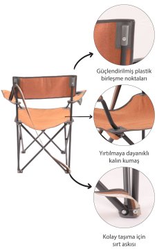Bushcraft Canvas Extra Strong Askılı Kamp Koltuğu Sandalyesi Turuncu