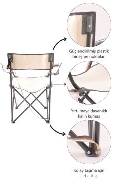 Bushcraft Canvas Extra Strong Askılı Kamp Koltuğu Sandalyesi Beyaz