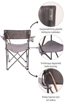 Bushcraft Canvas Extra Strong Askılı Kamp Koltuğu Sandalyesi Antrasit