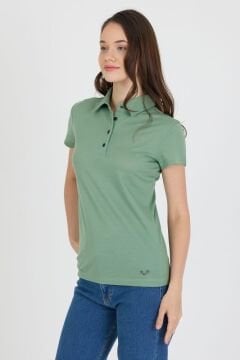 Woolona %100 Merinos Yünü Kadın Polo Üst Yeşil