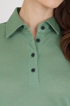 Woolona %100 Merinos Yünü Kadın Polo Üst Yeşil