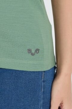 Woolona %100 Merinos Yünü Kadın Polo Üst Yeşil