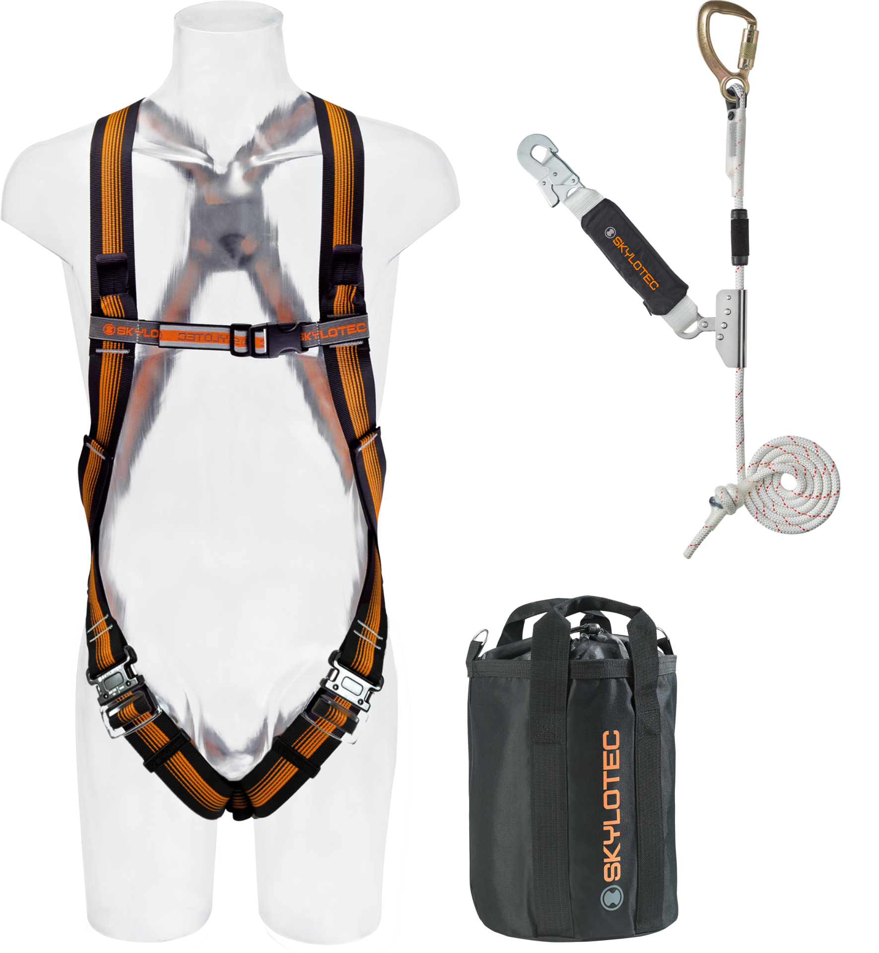 Skylotec Roofer Kit Pro Ropebag Turuncu Siyah Çantalı Çatı Çalışmaları Düşüş Koruma Seti