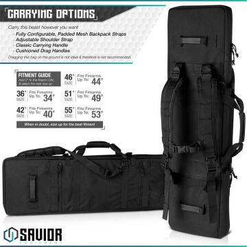 SAVIOR URBAN WARFARE Çift Kapasiteli Tüfek Çantası 36'' (Siyah)