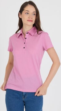 Woolona %100 Merinos Yünü Kadın Polo Üst Pembe