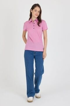 Woolona %100 Merinos Yünü Kadın Polo Üst Pembe