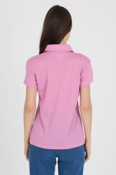 Woolona %100 Merinos Yünü Kadın Polo Üst Pembe