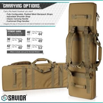 SAVIOR URBAN WARFARE Çift Kapasiteli Tüfek Çantası 42'' (Toprak)