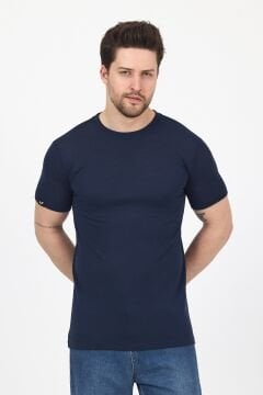 Woolona %100 Merinos Yünü Erkek T-Shirt Lacivert