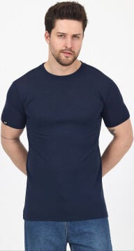 Woolona %100 Merinos Yünü Erkek T-Shirt Lacivert