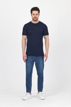 Woolona %100 Merinos Yünü Erkek T-Shirt Lacivert