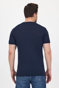 Woolona %100 Merinos Yünü Erkek T-Shirt Lacivert