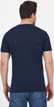Woolona %100 Merinos Yünü Erkek T-Shirt Lacivert