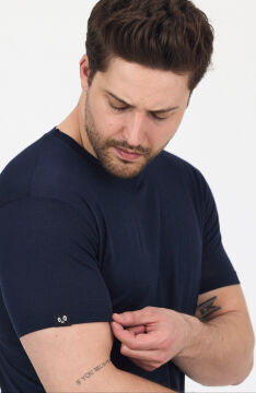 Woolona %100 Merinos Yünü Erkek T-Shirt Lacivert