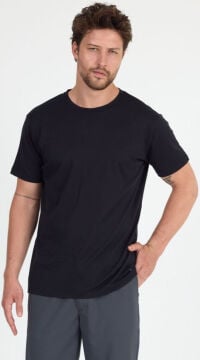 Woolona %100 Merinos Yünü Erkek T-Shirt Siyah