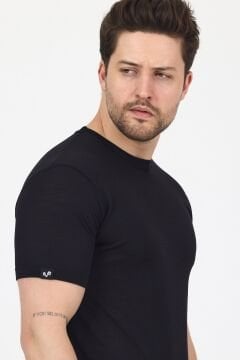 Woolona %100 Merinos Yünü Erkek T-Shirt Siyah