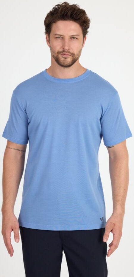 Woolona %100 Merinos Yünü Erkek T-Shirt Mavi