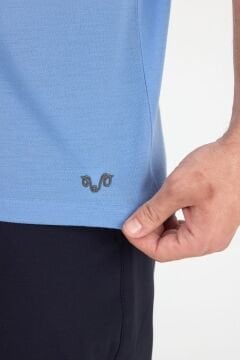 Woolona %100 Merinos Yünü Erkek T-Shirt Mavi