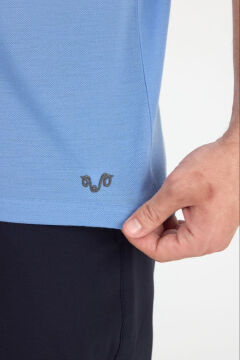 Woolona %100 Merinos Yünü Erkek T-Shirt Mavi