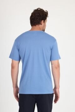 Woolona %100 Merinos Yünü Erkek T-Shirt Mavi