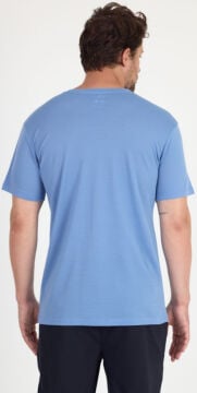 Woolona %100 Merinos Yünü Erkek T-Shirt Mavi