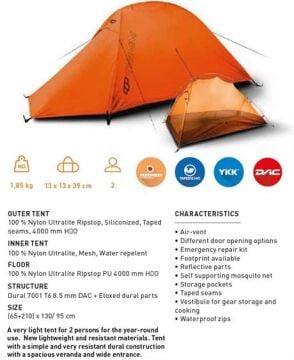 Trimm Himlite-DSL 2 Kişilik 5 Mevsim Ultralight Çadır