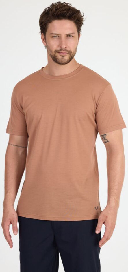 Woolona %100 Merinos Yünü Erkek T-Shirt Kahve