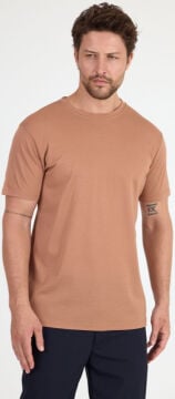 Woolona %100 Merinos Yünü Erkek T-Shirt Kahve