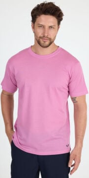 Woolona %100 Merinos Yünü Erkek T-Shirt Pembe