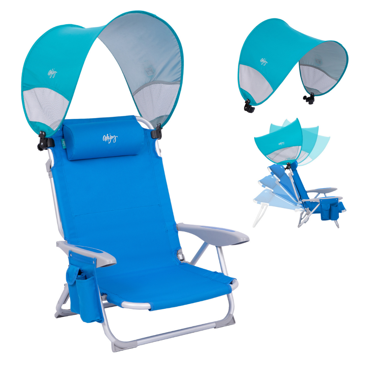Wejoy Wavora B10 Plus | UPF50+ Gölgelikli 4 Kademeli Katlanır Plaj Sandalyesi Blue