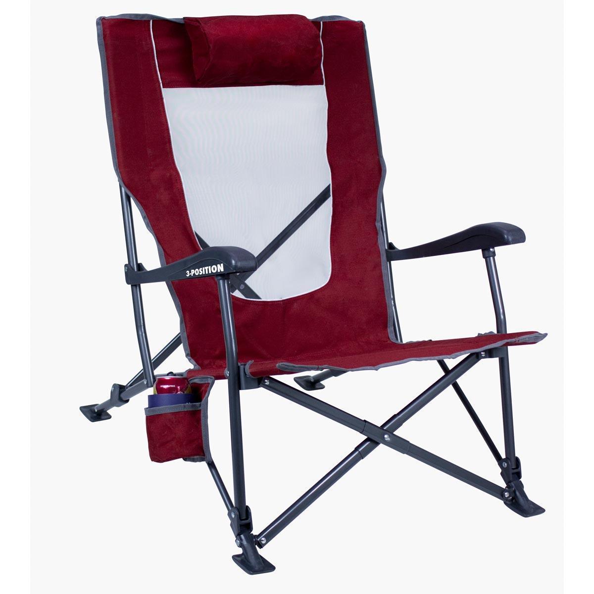 Gci Outdoor Low-Ride Recliner 3 Kademeli Katlanır Kamp Sandalyesi BORDO MZ