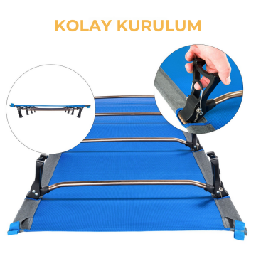 KingCamp Sequoia Ultralight Katlanır Kampet Portatif Yatak Blue/Blk